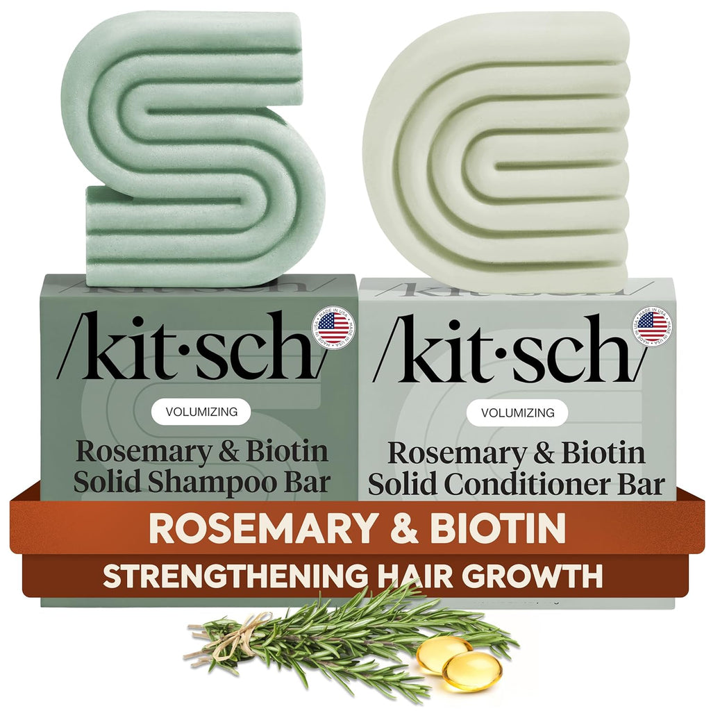 Buy now Kitsch Rosemary & Biotin Shampoo and Conditioner Set for Hair Growth - Strengthening, Thickening & Volumizing Shampoo and Conditioner Bar - Paraben, Sulfate & Silicone Free - Made in USA - 2 pack at indiglob india