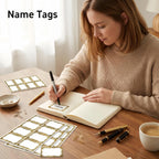 Gold Name Tag Stickers, 200 PCS Blank Name Tags for Classroom and School