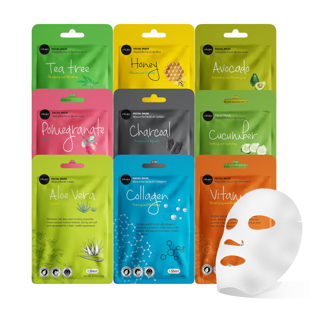 Buy now Celavi Essence Facial Sheet Face Mask Variety Set Classic Authentic Korean Moisturizing Skincare (12-Packs) at indiglob india