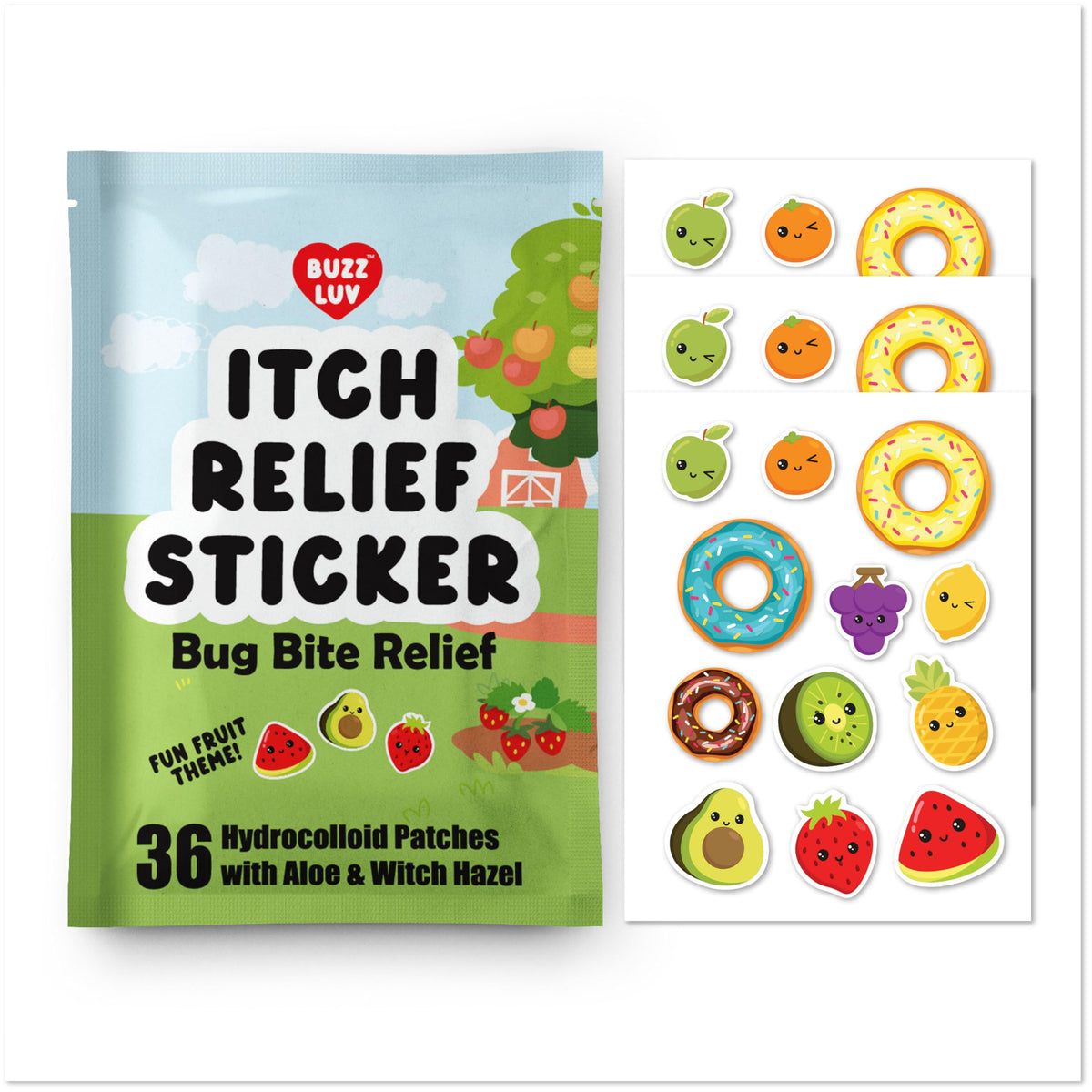 Buzzluv Hydrocolloid Itch Relief Patch, for Mosquitos, Ticks, Midges