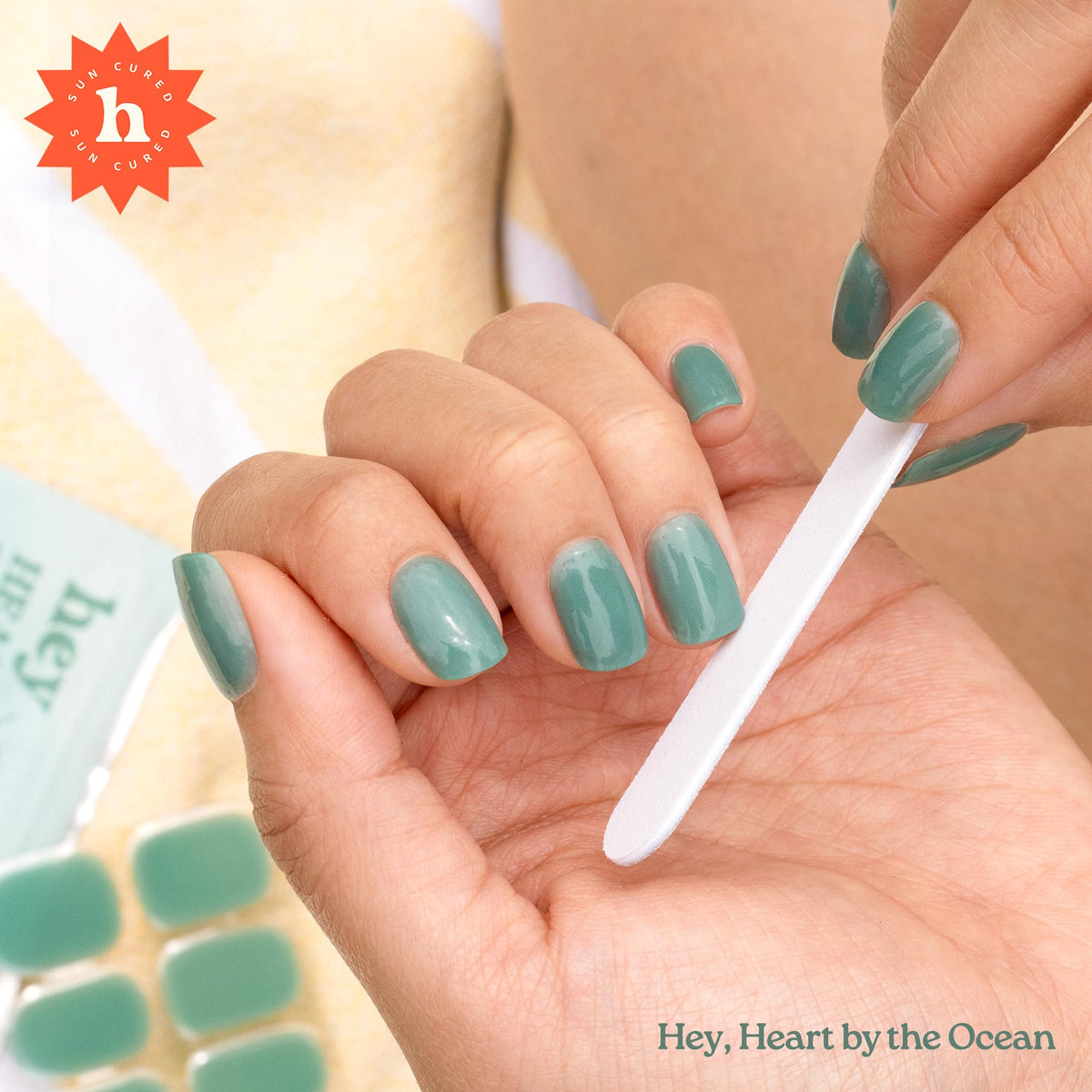 Heyhae Semi Cured Gel Nail Strips - Hey, Heart by the Ocean