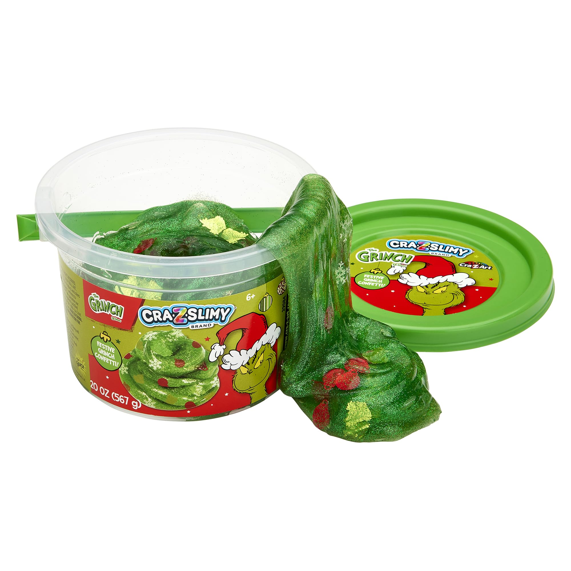 Buy now CRA-Z-Slimy The Grinch Green Glitter Slime Tub, 20 oz ƒ?? Includes Festive Grinch Confetti, Stretchy Holiday Slime for Kids Ages 6+, Sensory Christmas Toy at indiglob india