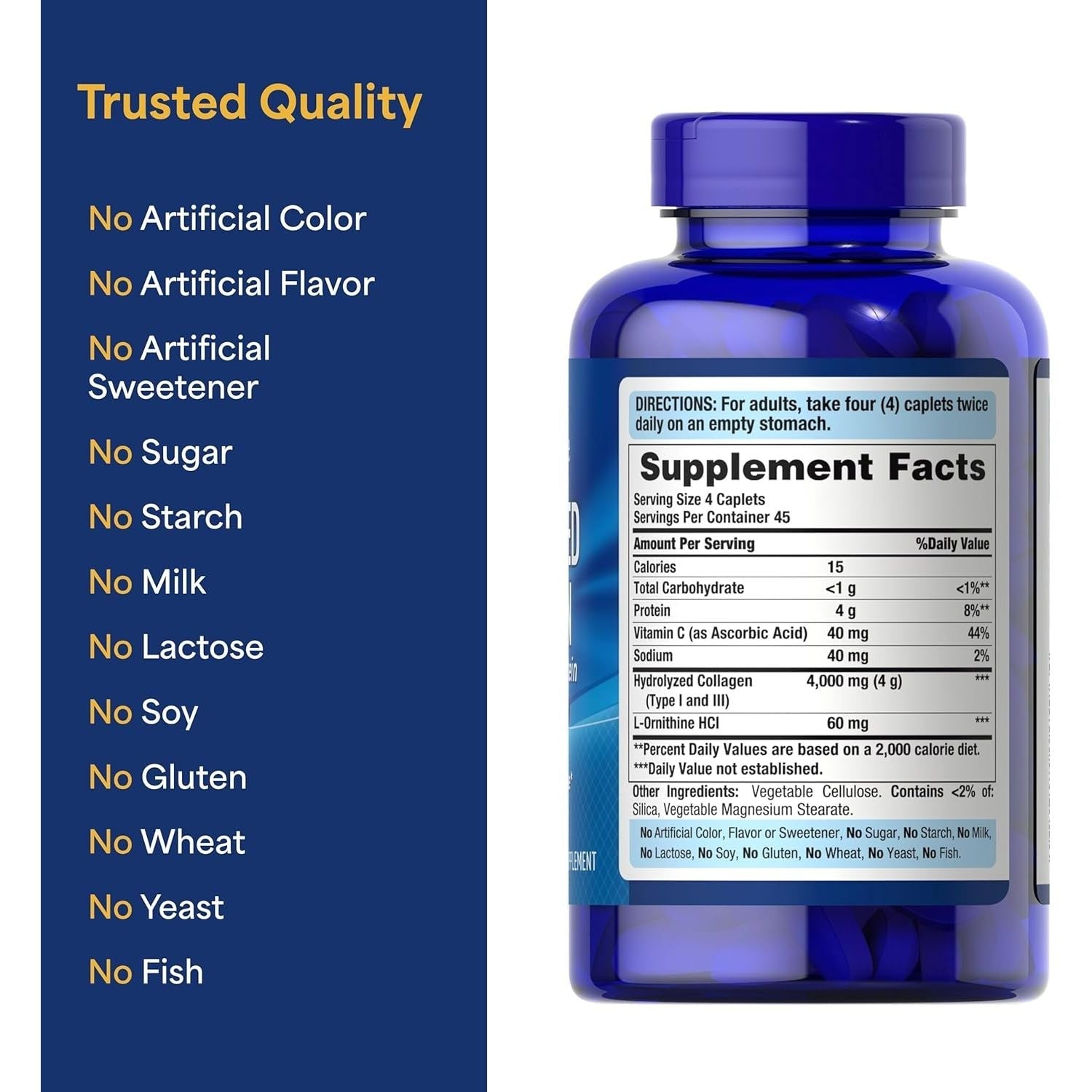 Buy now Puritan's Pride Hydrolyzed Collagen 1000 mg - 180 caplets Protein Supplement at indiglob india
