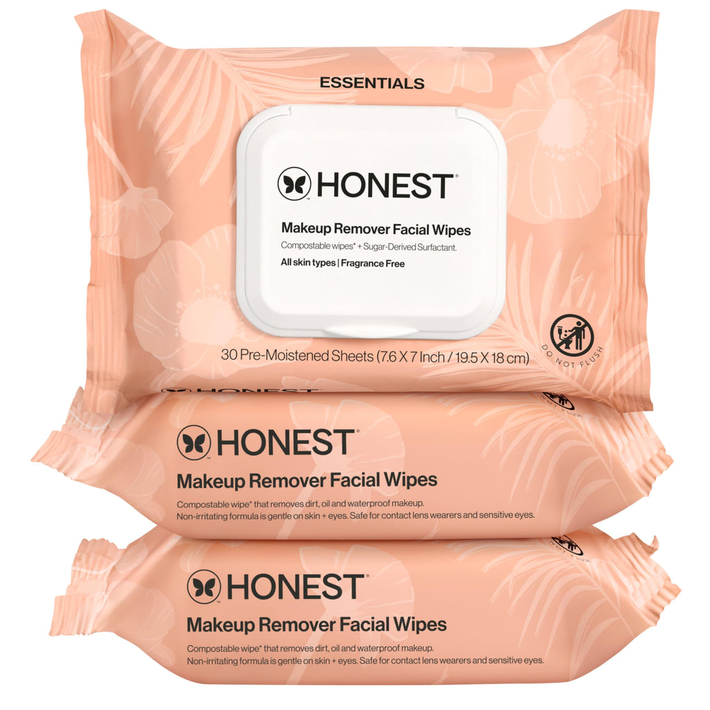Honest Beauty Cleansing Makeup Remover Facial Wipes, Fragrance-Free, 90ct