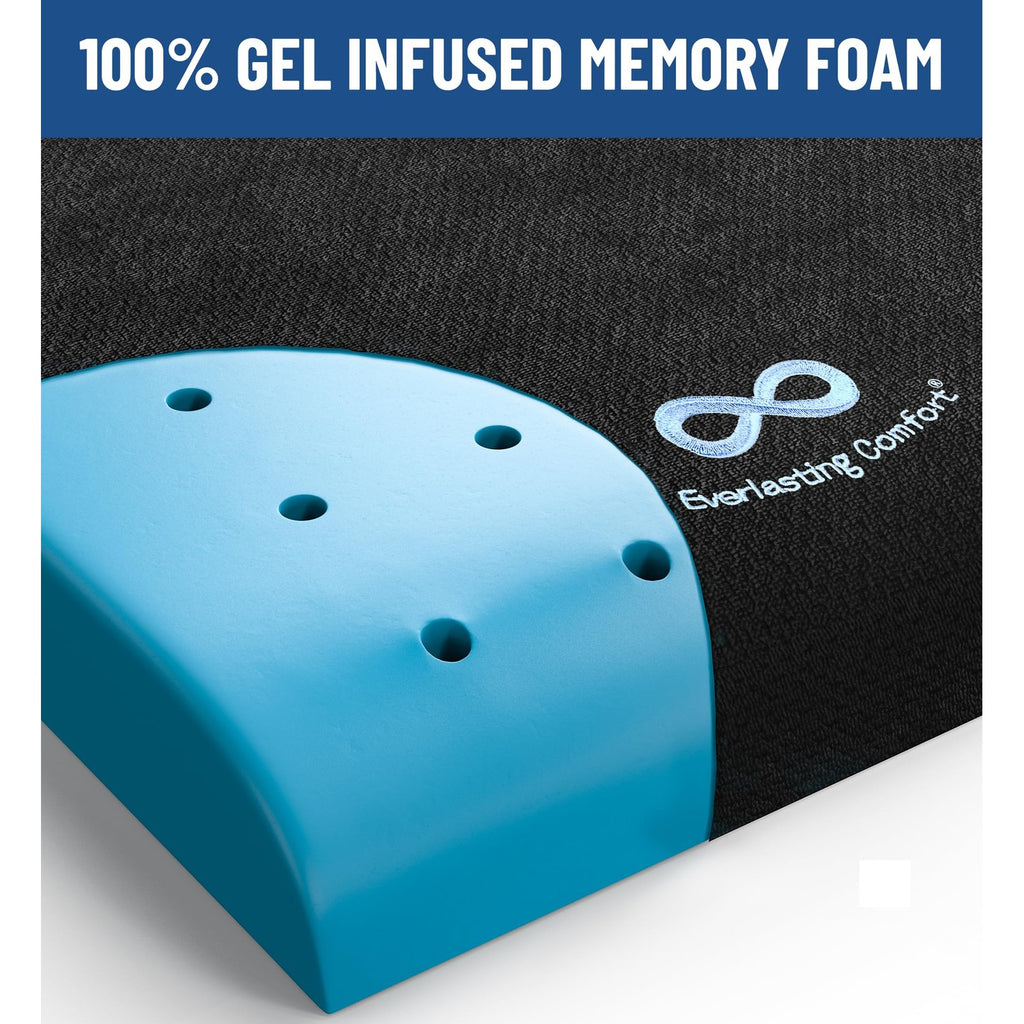 Everlasting Comfort Ventilated Wheelchair Cushions for Pressure Relief - Gel Memory Foam Wheel Chair Seat Cushion Pad for Seniors and Adults & Pain Relief - Soft Non-Slip Cover - Office Accessories