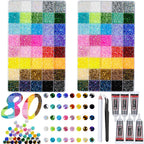50000+Pcs Rhinestones for Bedazzling Kit 3mm Gems Bedazzler Set | 40 Colors Flat Back Resin Jelly Bedazzled Kits with 3Pcs 10ml B7000 Jewelry Glue for Book Diamond Nail Art, Multicolor