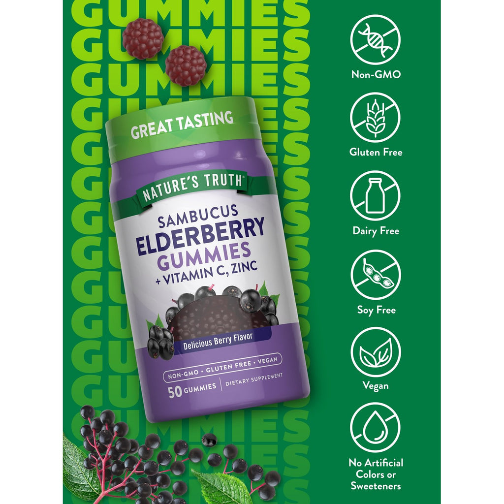 Nature's Truth Black Elderberry Gummies | 50 Vegan Gummies