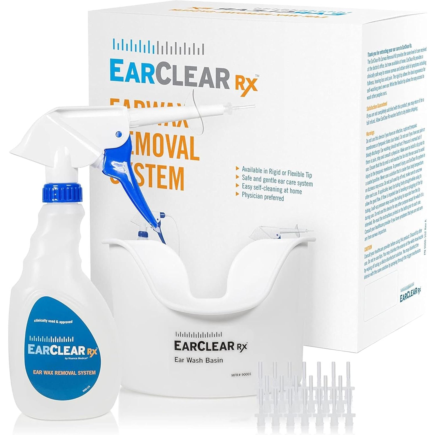 Buy now EarClear Rx Complete Ear Wax Removal & Cleaning Kit â€“ Safe, Gentle, Doctor-Recommended Ear Cleaning & Ear Wax Removal Kit for Adults & Kids â€“ Includes Bottle Washer, Basin & 20 Rigid & Flexible Tips at indiglob india