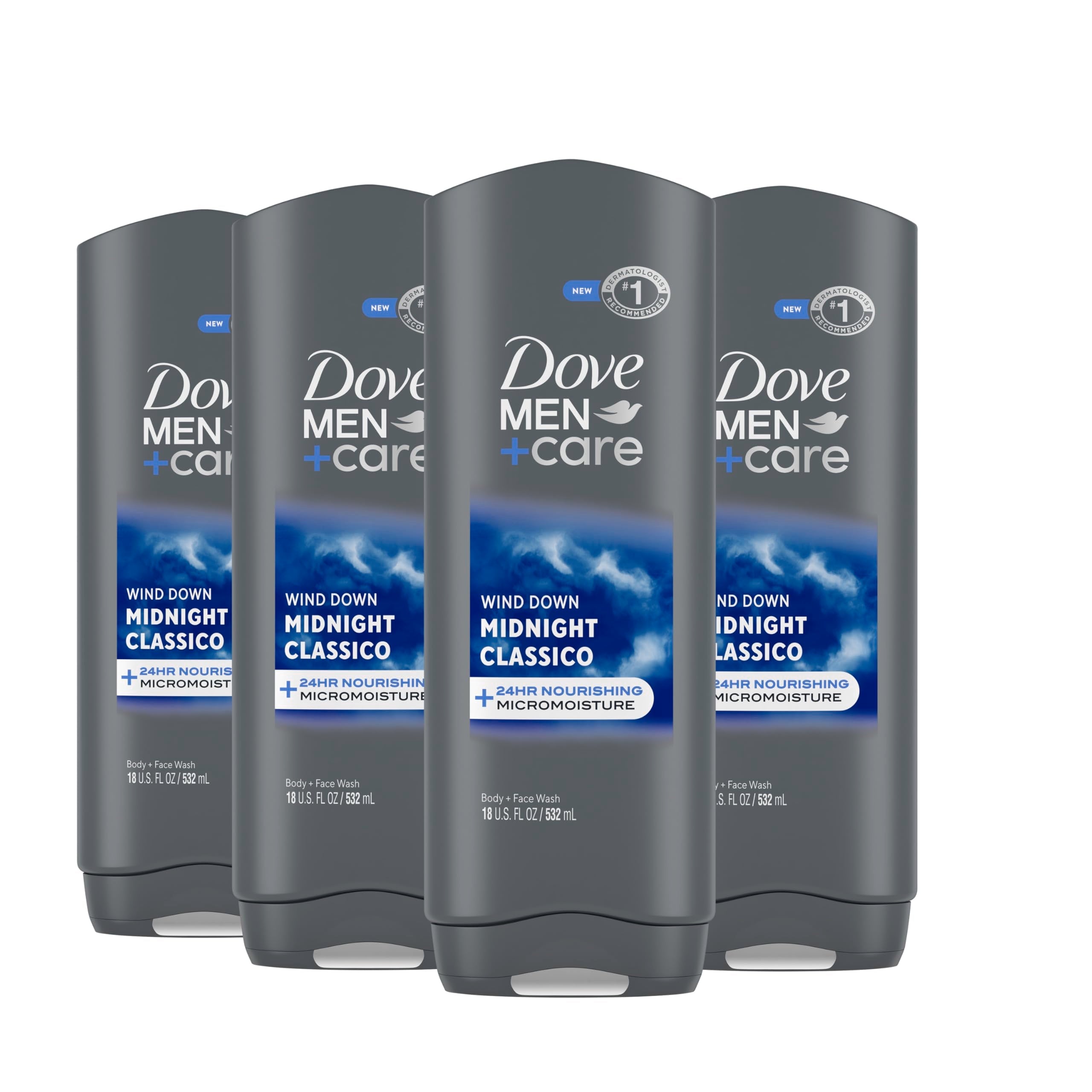 Buy now DOVE MEN + CARE Body and Face Wash Clean Comfort 4 Count for Healthier and Stronger Skin Effectively Washes Away Bacteria While Nourishing Your Skin, 18 oz at indiglob india