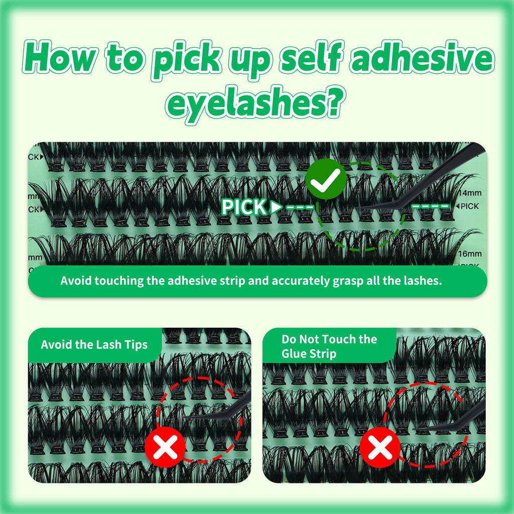 Self Adhesive 560pcs Big Volume Lash Book Natural Soft Lashes Clusters Kit, Individual Eyelashes with Mixed Length 10-16mm,No Glue Needed DIY Eyelashes Extension at Home Including Tweezers