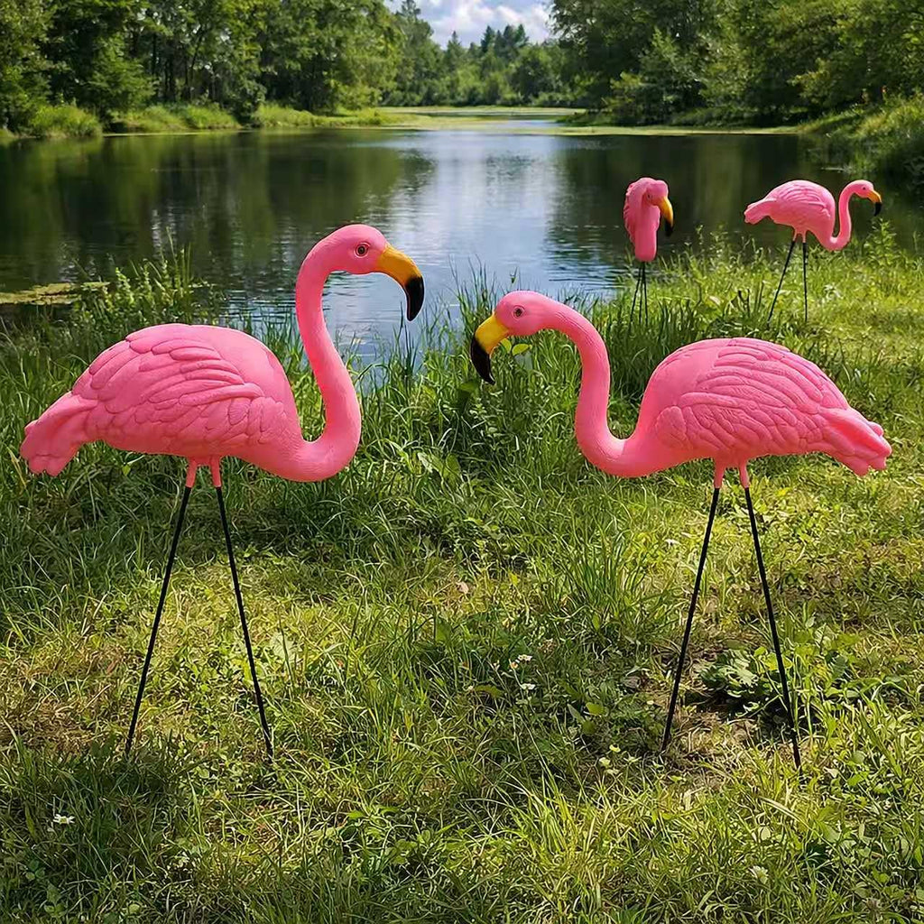 GIFTEXPRESS Pink Flamingos Yard Decorations - 2 Pack Extra Large 24" Tall Plastic Flamingo Statue w/Metal Stakes - Lawn Ornaments & Garden Decor for Outdoor Parties