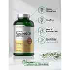 Horbäach Flaxseed Oil Softgel Capsules 3000mg | 300 Count | High Potency
