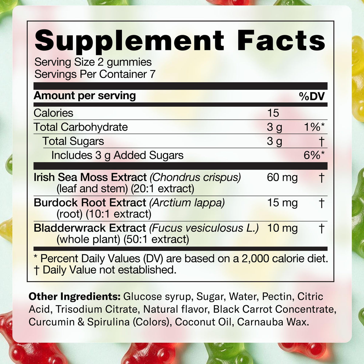 TrueSeaMoss Gummies Sample – 1200mg Irish Sea Moss + Bladderwrack & Burdock Root – Travel-Size, Fruity – 14 Gummies – Easy On-the-Go Wellness