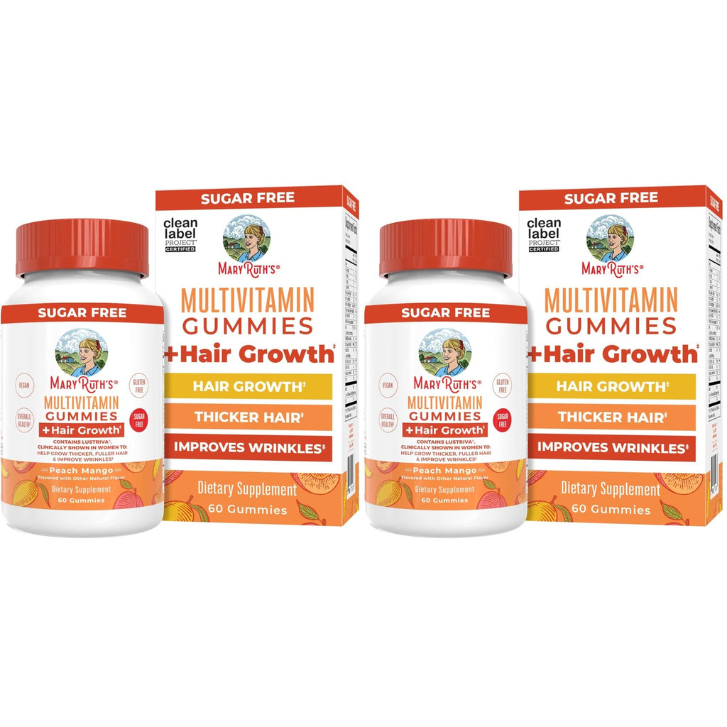 MaryRuth's Multivitamin + Hair Growth Gummies, Thicker Hair, 30 Servings | With Lustriva®, Biotin 10000mcg, B Vitamins, Formulated for Thicker Hair, Wrinkles, Fine Lines, Skin Care