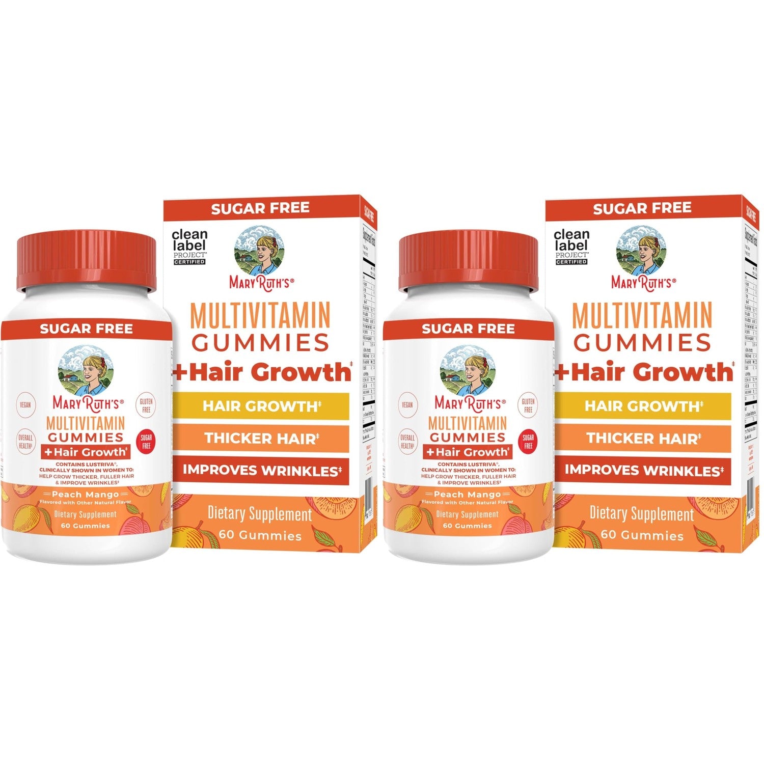 MaryRuth's Multivitamin + Hair Growth Gummies, Thicker Hair, 30 Servings | With Lustriva®, Biotin 10000mcg, B Vitamins, Formulated for Thicker Hair, Wrinkles, Fine Lines, Skin Care