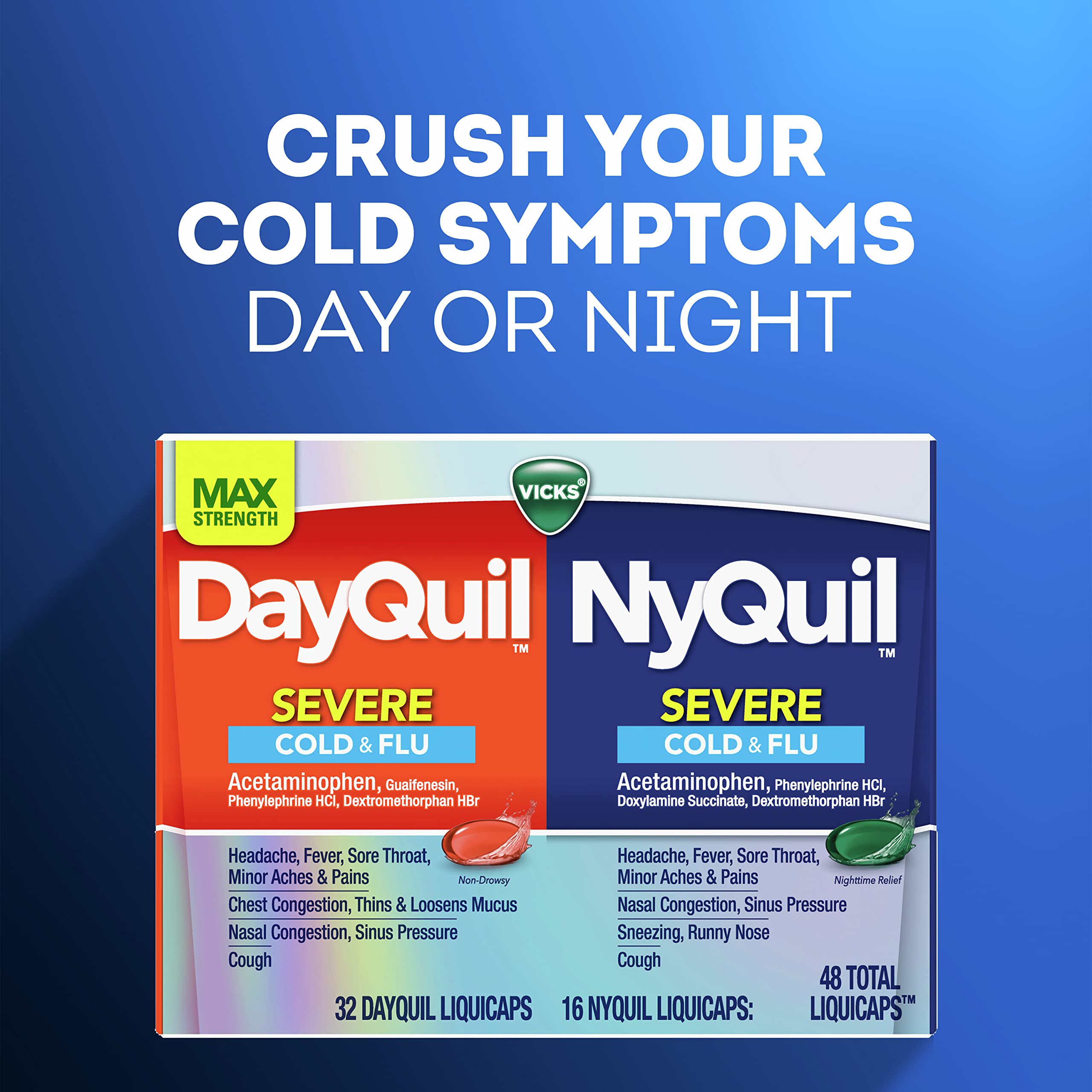 Buy now Vicks DayQuil & Nyquil Severe Cold, Flu & Congestion Medicine, 24 Count at indiglob india