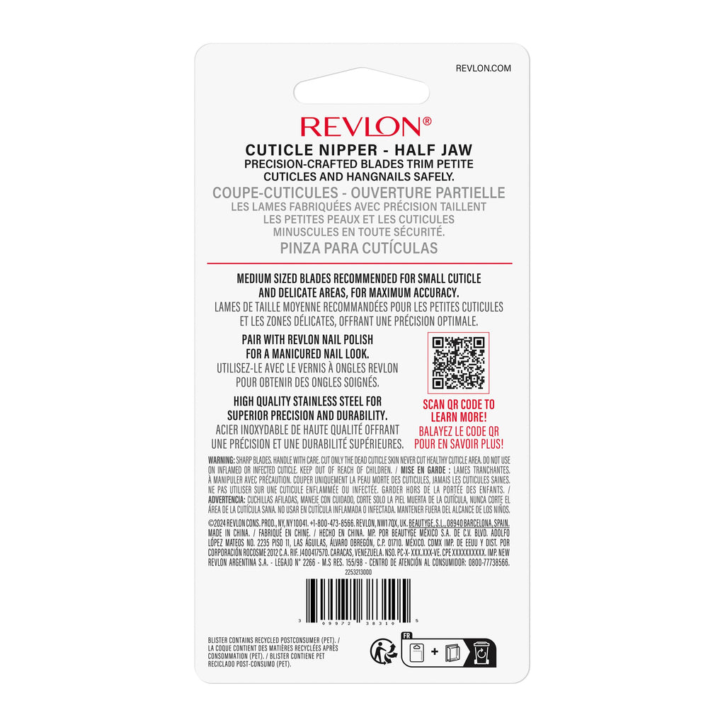 Buy now Revlon Half Jaw Cuticle Nipper, Manicure Tool for Nail Care, Hangnail Clipper, For More Precise Trims, Non-Slip Grip, Stainless Steel, 1 Count at indiglob india