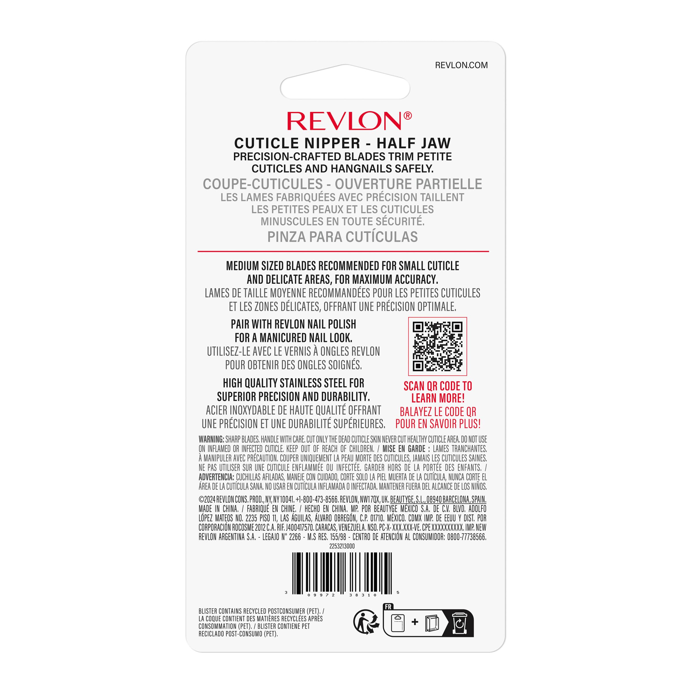 Buy now Revlon Half Jaw Cuticle Nipper, Manicure Tool for Nail Care, Hangnail Clipper, For More Precise Trims, Non-Slip Grip, Stainless Steel, 1 Count at indiglob india