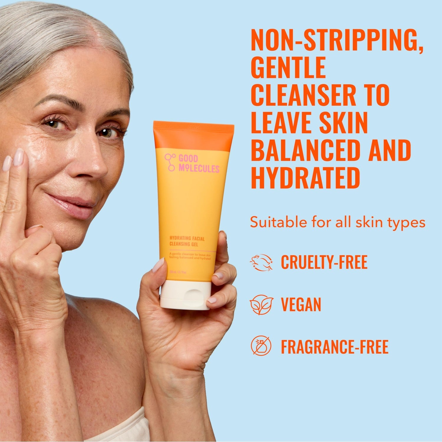 Good Molecules Hydrating Facial Cleansing Gel, Gentle Face Wash, 6.7 fl oz | Gentle daily face wash that removes impurities without stripping skin. Boosts hydration. All skin types.