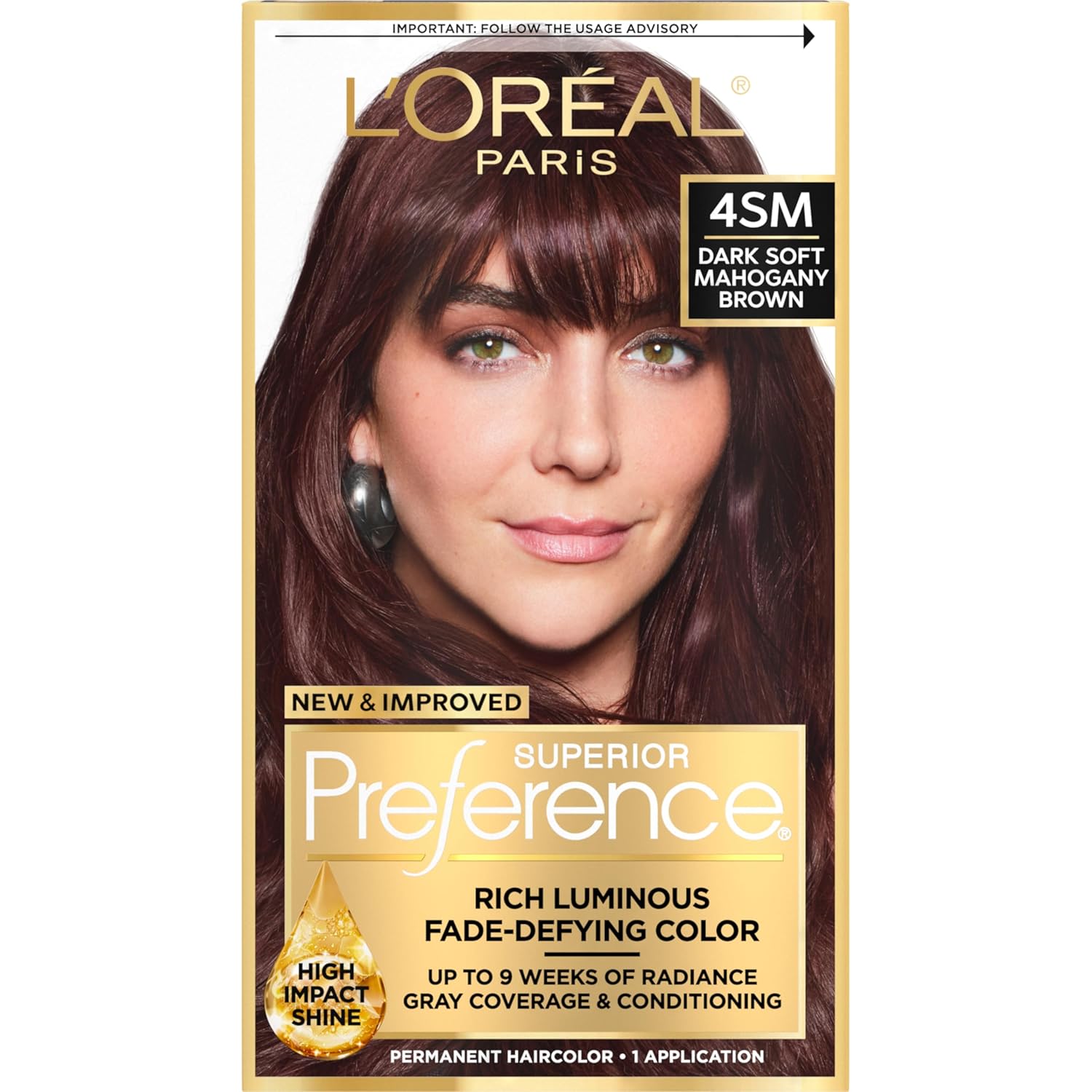 Buy now L'Oreal Paris Superior Preference Luminous Fade-Defying Permanent Hair Color, Hair Dye For Up to 9 Weeks of Radiance, Light Ash Blonde 9A, 1 Hair Dye Kit 4SM Dark Soft Mahogany Brown 1 Count (Pack of 1) at indiglob india