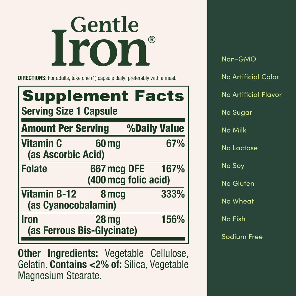 Nature's Bounty Gentle Iron 28 mg Capsules, 90 Count