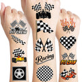 60 PCS Funny Race Car Checkered Flag Pre-Cut Temporary Tattoos