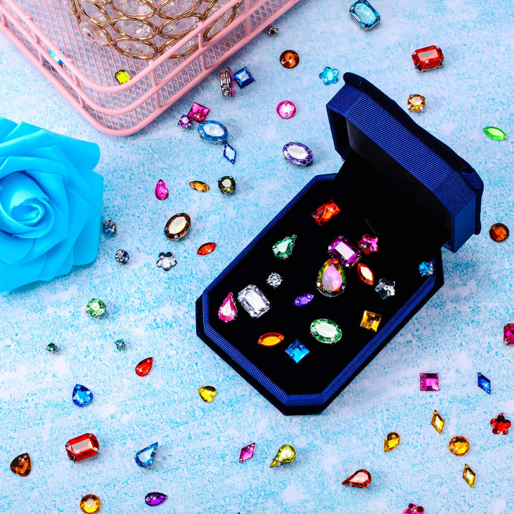 WILLBOND 320 Pcs Sew on Rhinestone Acrylic Crystal Gems Mix Shape Mix Size