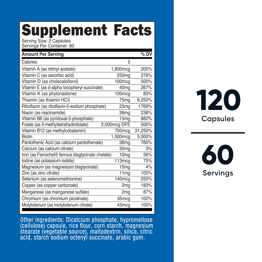 Nutricost Methylated Multivitamin 120 Capsules, 60 Servings | 23 Vitamin and Minerals Per Serving