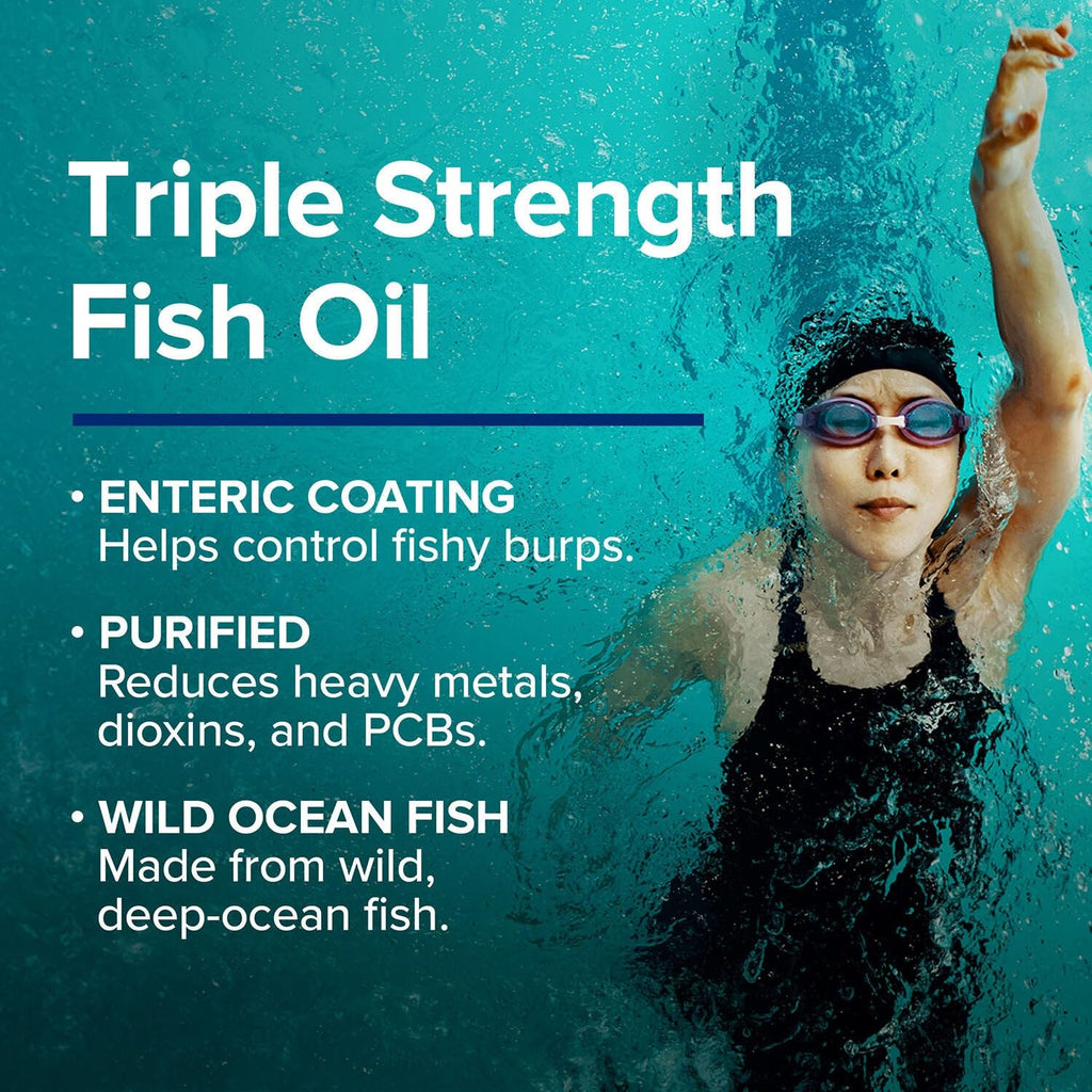 Buy now GNC Triple Strength Fish Oil Omega 3 Supplement, 1000mg EPA and DHA, Supports Heart, Brain, Skin, Eye and Joint Health, 210 Softgels at indiglob india