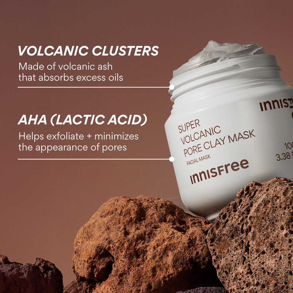 innisfree Super Volcanic Clay Mask, Pore Cleansing & Oil Control Face Mask for Oily Skin with AHA, Korean Wash-Off Clay Mask for Clogged Pores