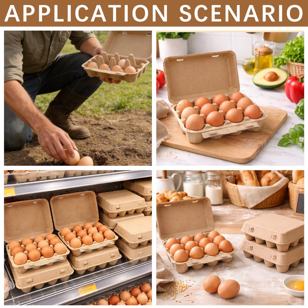 Egg Cartons 12 Count, 50 Pack Cardboard Egg Cartons Cheap Bulk, Reusable Paper Egg Holder for Supermarkets Kitchen