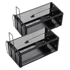 2 Pack Humane Rat Traps 12.5"x5.5"x4.5", Reusable Mouse Traps for Indoor/Outdoor Use, No-Kill Live Capture for Chipmunks, Rats, Mice