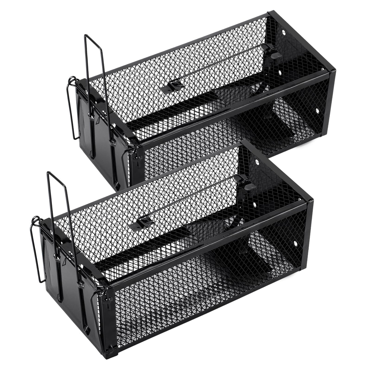 2 Pack Humane Rat Traps 12.5"x5.5"x4.5", Reusable Mouse Traps for Indoor/Outdoor Use, No-Kill Live Capture for Chipmunks, Rats, Mice