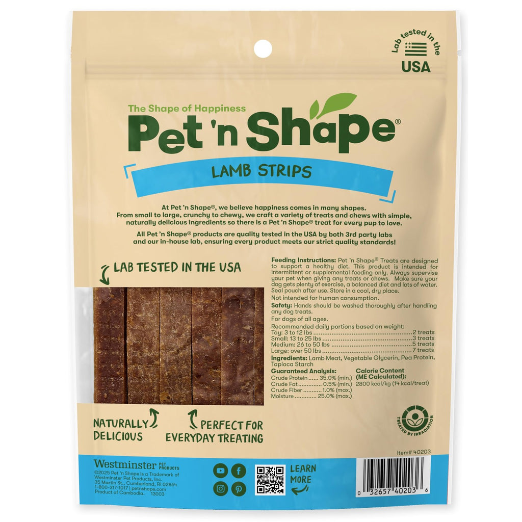 Pet 'n Shape Lamb Jerky Strip - Natural Dog Treats, 3 Ounce, 1 Pack