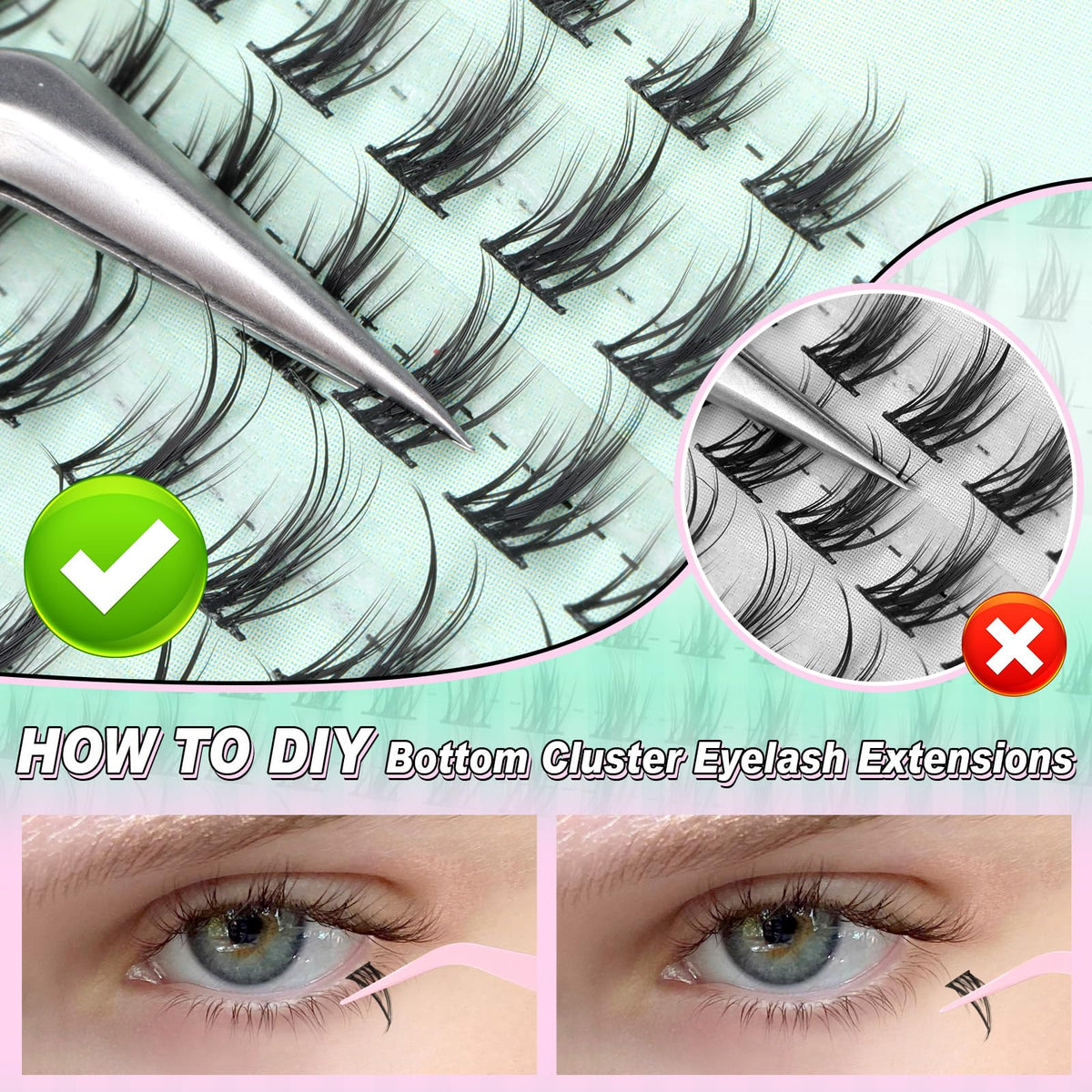 Premium Calphdiar bottom lash clusters for DIY extensions, designed for a fairy-like eye look. Verified by CuratCart.