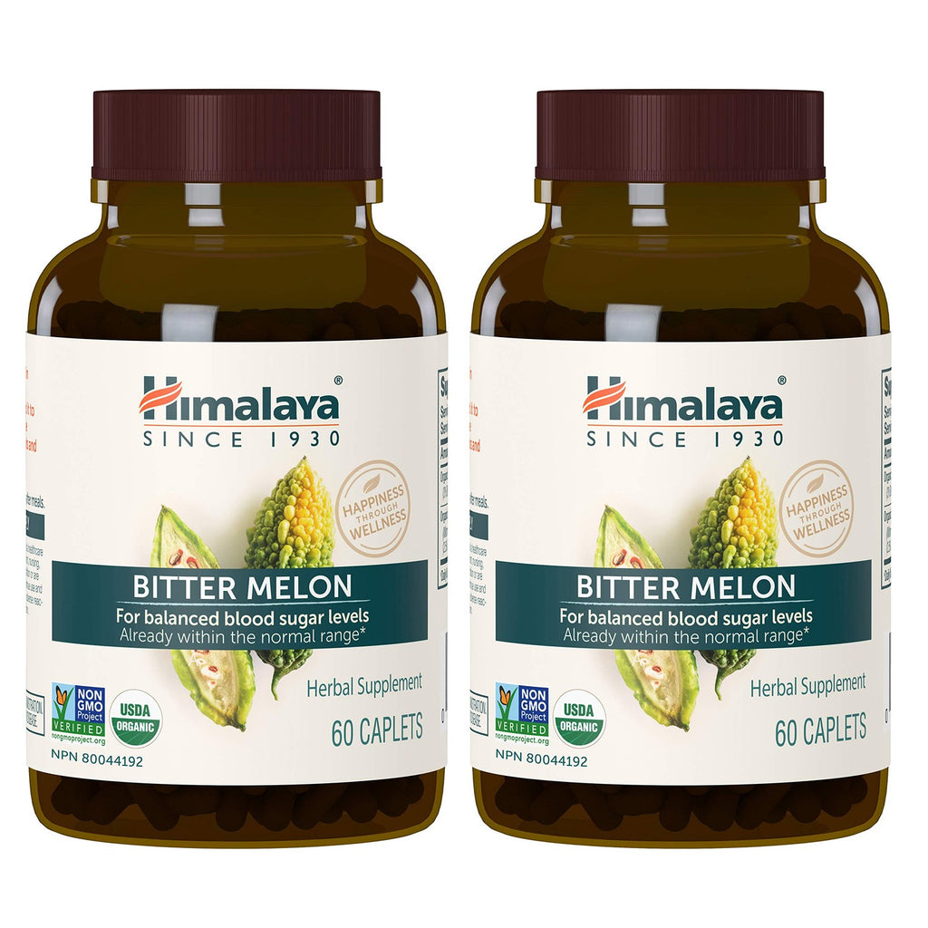 Himalaya USDA Organic Bitter Melon Capsules, 660 mg, 60 Caplets, 2 Pack | Herbal Gluocose Metabolism Support ,Bitter Melon Extract, - Non-GMO, Vegan, Gluten Free Additive Free, Clinically Studied