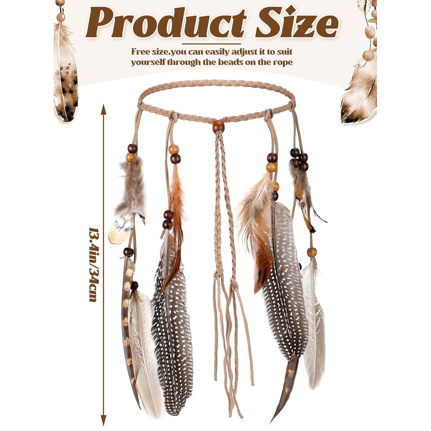 Buy now XunYee Feather Hippie Headband for Women - Indian Feather Hair Accessories for Costume (Classic Style) at indiglob india