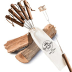 Blue River Goods Smores Sticks | Set of 6 Marshmallow Roasting Sticks | Extendable Stainless Steel w/Walnut Handles | Smore Sticks for Marshmallow Sticks for Fire Pit | Smore Sticks for Fire Pit