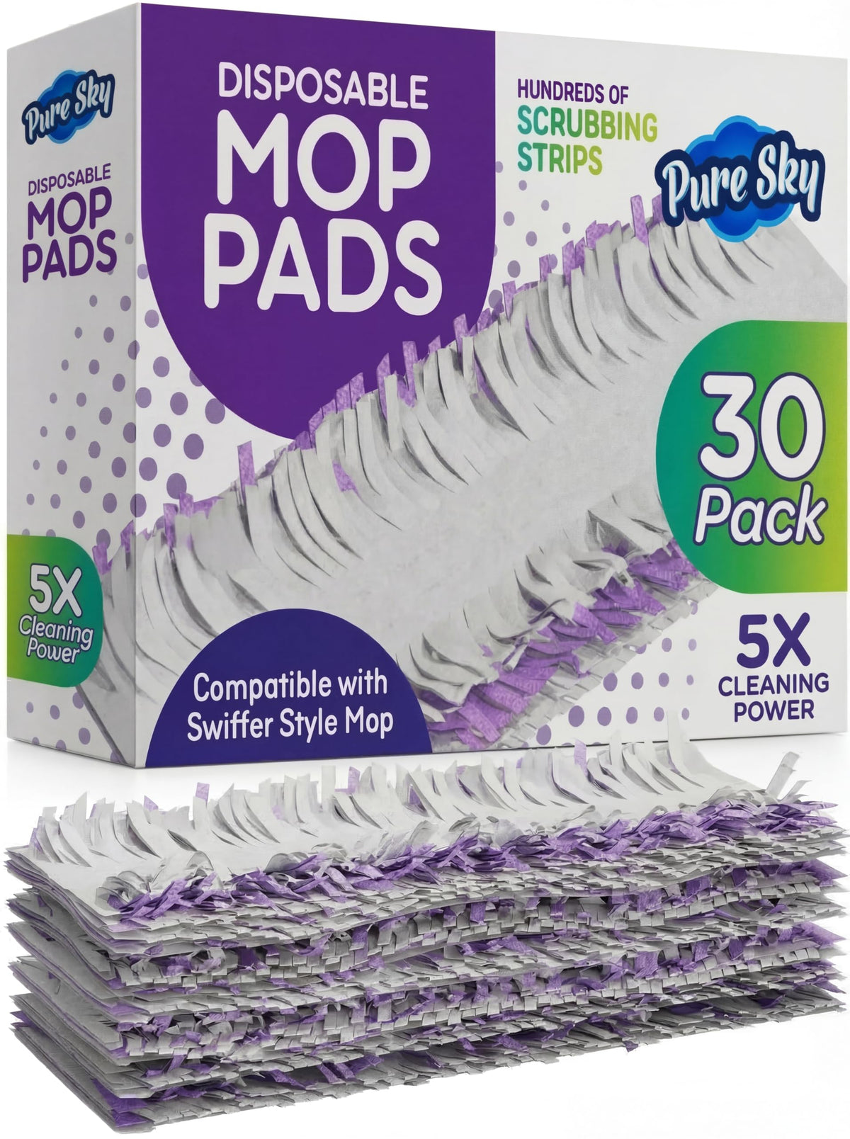 30 Pack Power Mop Refills, Pads for Swiffer PowerMop – Upgraded Design with Full Width, Improved Absorbent Layer, 5X Cleaning – Heavy Duty Replacement Compatible with Swiffer Power Mop Pads, Bulk Pack