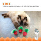 Catstages Strawbabies Dental Cat Chew Toy with Catnip & Feathers, 3-Pack