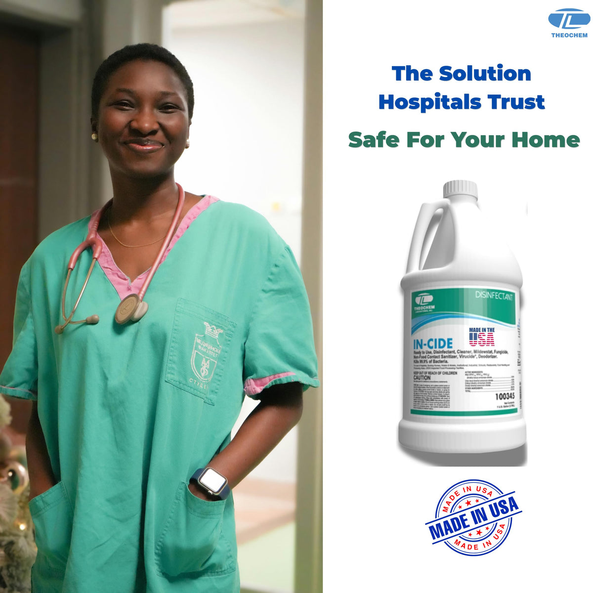 In-Cide Hospital Grade EPA Registered Disinfectant, 1 Gal + 32 oz