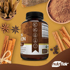 Buy now NutriFlair Organic Ceylon Cinnamon Supplement 1200mg, 120 Capsules - USDA Certified - Non-GMO, Gluten Free Powder, Antioxidant Pills at indiglob india