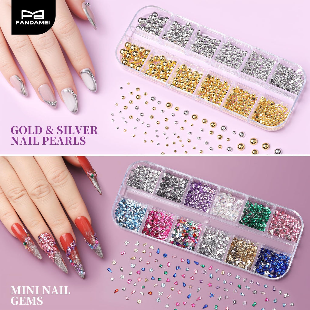 FANDAMEI Nail Art Tools Set With Nail Charms, Nail Stand, Nail Art Kit