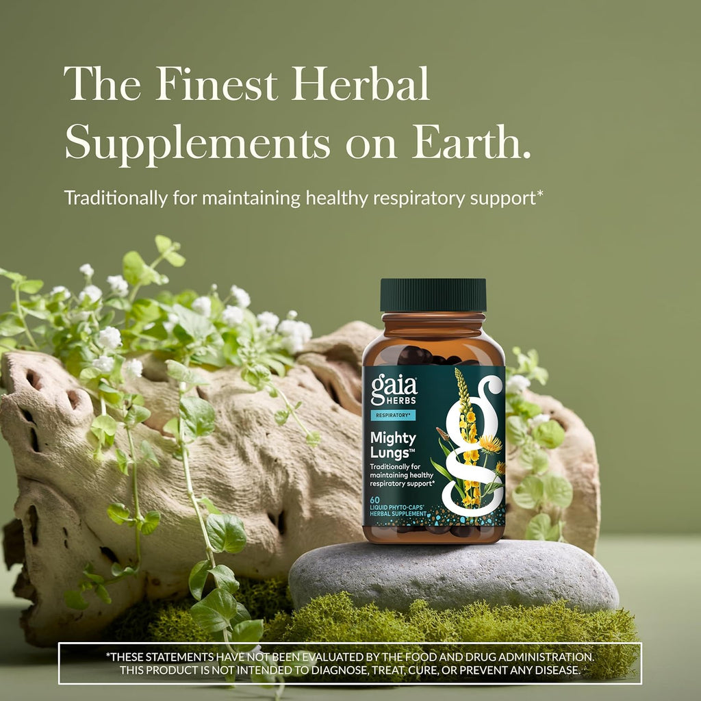 Buy now Gaia Herbs Mighty Lungs - Lung Support Supplement to Help Maintain Overall Lung & Respiratory Health* - With Mullein, Plantain, Schisandra & Elecampane - 60 Vegan Liquid Phyto-Capsules (30-Day Supply) at indiglob india