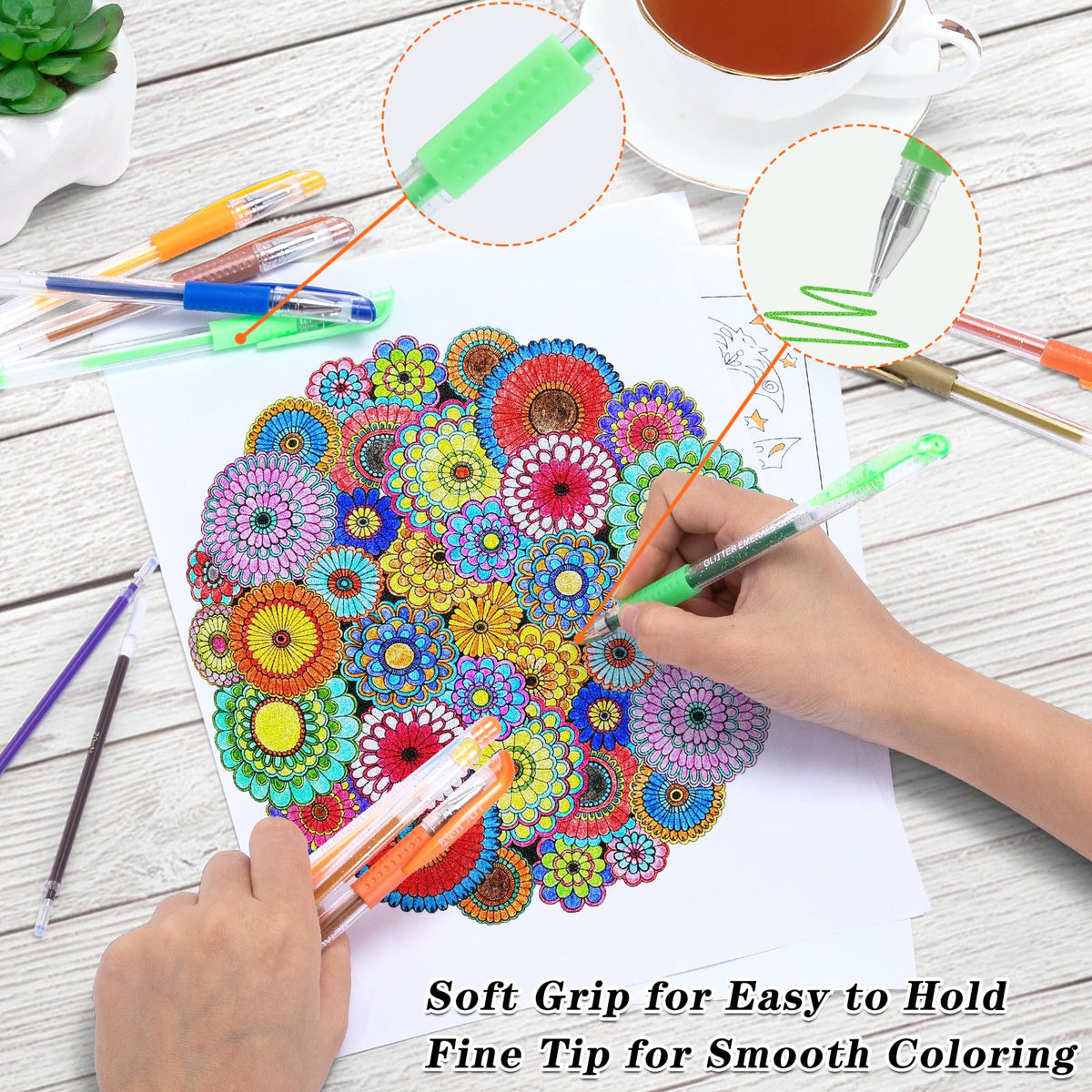 Aen Art Gel Pens for Adult Coloring Books, 160 Pack Artist Colored Gel Pen