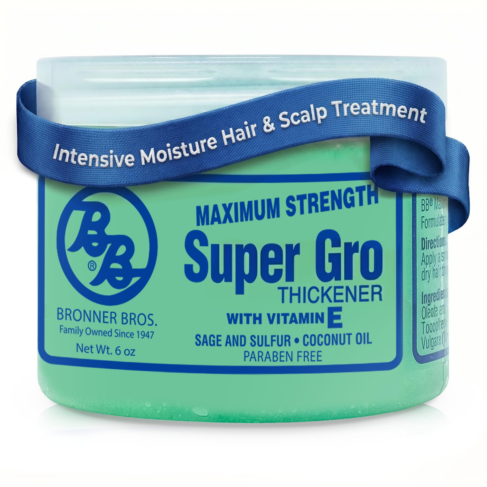 Bronner Bros Maximum Strength Super Gro Hair Grease & Scalp Treatment, 6oz | Hair Dress for Dry Scalp, Breakage Support, Shine & Healthy Hair, With Coconut Oil, Vitamins, Sage & Sulfur, All Hair Types