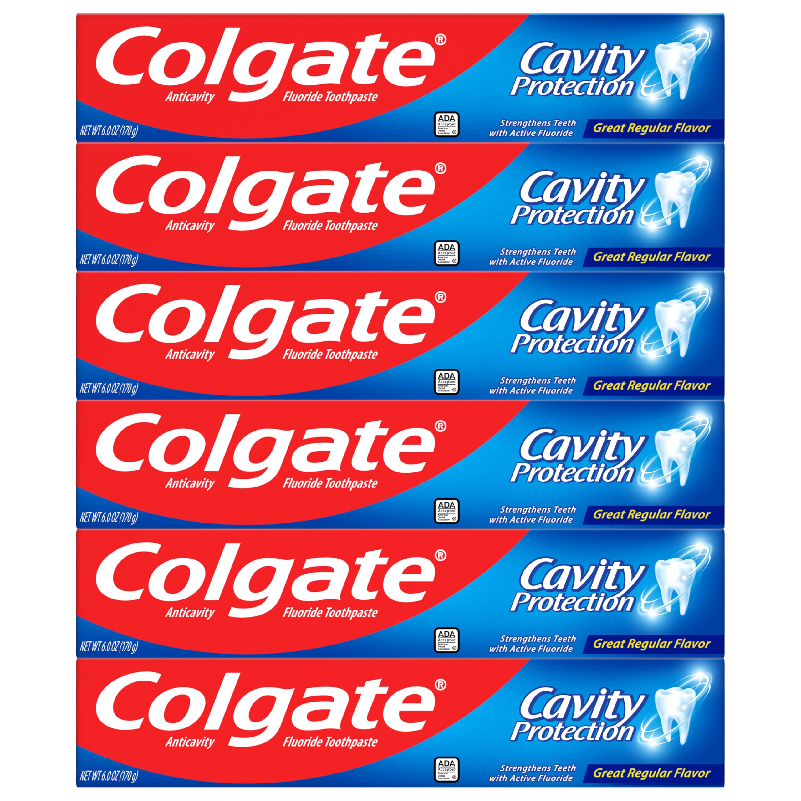 Buy now Colgate Cavity Protection Toothpaste with Fluoride, Minty Great Regular Flavor, Anti Cavity Toothpaste, 6 Pack, 6 Oz Tubes at indiglob india