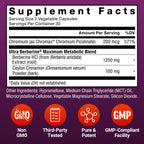 Force Factor Ultra Berberine Maximum Strength, 1200mg Berberine HCl | with Ceylon Cinnamon & Chromax Chromium to Support Fat Loss, Metabolism & Weight Management, 60 Capsules