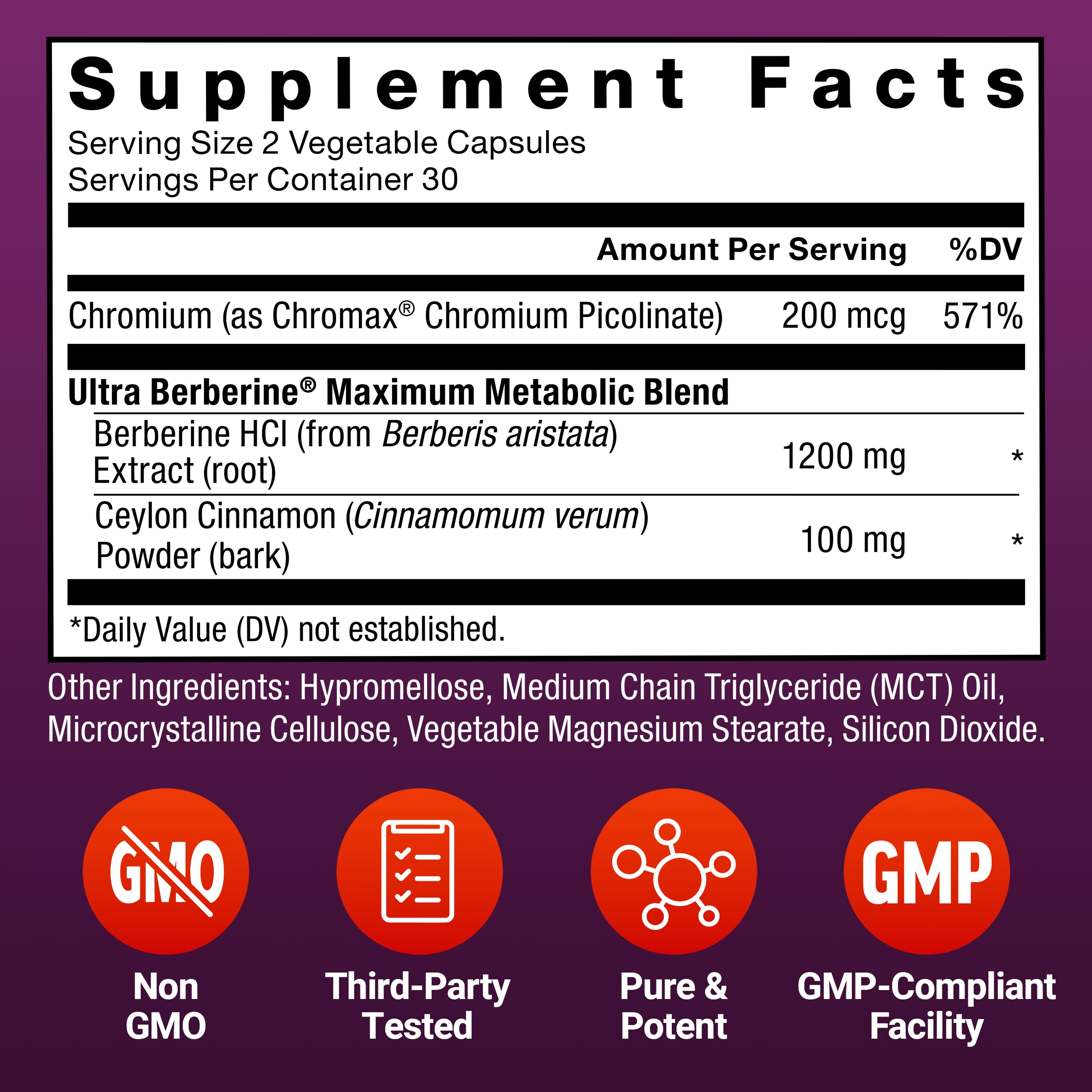 Force Factor Ultra Berberine Maximum Strength, 1200mg Berberine HCl | with Ceylon Cinnamon & Chromax Chromium to Support Fat Loss, Metabolism & Weight Management, 60 Capsules