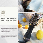 Premium imported 4-in-1 travel hair dryer; auto dual voltage 100-240V, perfect for global use with local plug adapter.